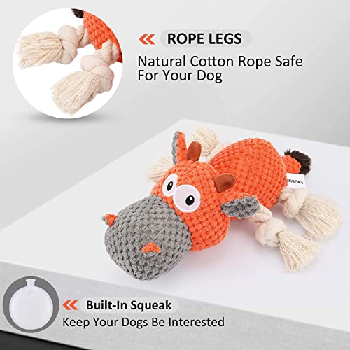 IOKHEIRA Dog Squeaky Toys, Tug of War Dog Plush Toy for Large Breed, Cute Animals Toys with Cotton Material and Crinkle Paper,Tough Chewing Toys for Puppy Breed