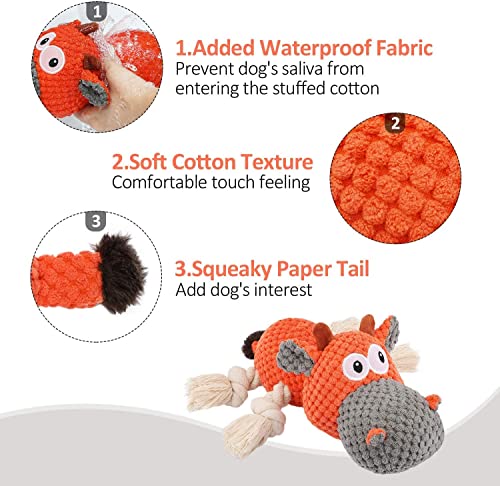 IOKHEIRA Dog Squeaky Toys, Tug of War Dog Plush Toy for Large Breed, Cute Animals Toys with Cotton Material and Crinkle Paper,Tough Chewing Toys for Puppy Breed