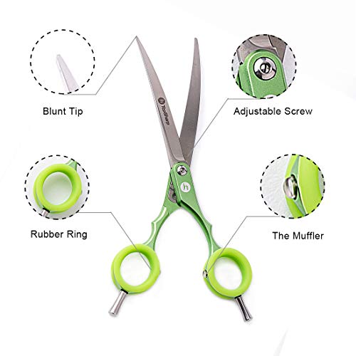 TooSharp Dogs Grooming Curved Scissor - 7.5 Inch Pet Grooming Shear for Professional Groomer, Made of Japanese 440C Stainless Steel