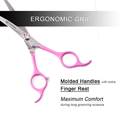 TooSharp Dog Grooming Curved Scissor - 7 Inch Professional Sharp Trimming Shears Designed for Right/Left handers for Long Short Hair of Cat Pet