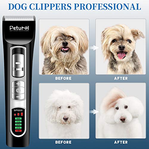 Petural Pet Hair Clippers-Dog Grooming Clippers Powerful-3 Speed Cordless Dog Clippers for Grooming Rechargeable-Professional Dog Trimmers Clippers-Heavy Duty for Small/Medium/Large Dogs&Pets