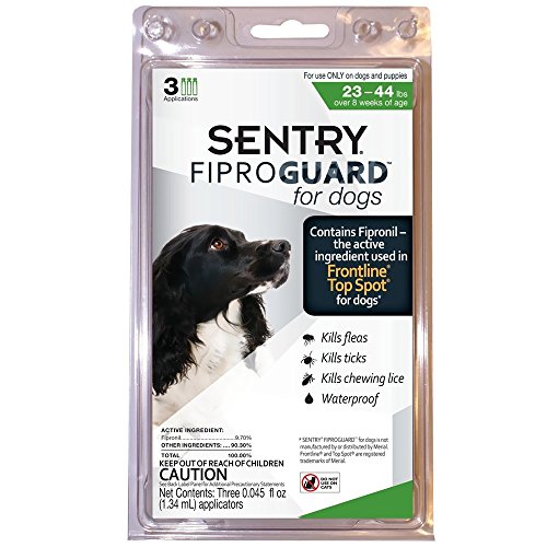 SENTRY Fiproguard for Dogs, Flea and Tick Prevention for Dogs (23-44 Pounds), Includes 3 Month Supply of Topical Flea Treatments