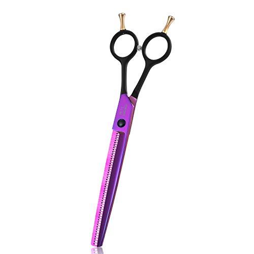 PURPLEBIRD 7.5 Inch Dog Thinning Shears Dog Grooming Scissors Professional Pet Hair Scissors Japanese Stainless Steel Purple Cat Pet Hair Cutting Trimming Shears