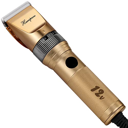 HANSPROU Dog Grooming Clippers, Professional Dog Clipper for Thick Coat 12V Plug-in Pet Trimmer High Power Pet Clippers Low Noise with Guard Combs Brush for Dogs Cats and Other Animal