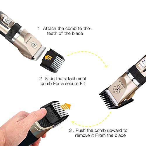 JiangWaveT Dog Cat Clippers Grooming Kit - Professional Cordless Rechargeable Dog Clippersï¼Low Noise & Suitable Horse Cat Dog Hair Clippers Shaver Tools