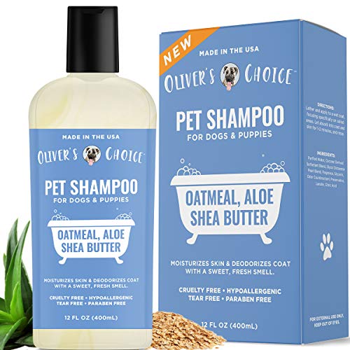 Dog Shampoo with Oatmeal and Aloe. Shea Butter for Smelly Dogs, Dry Itchy Skin, Puppy Shampoo, and Sensitive Skin by Oliver's Choice 16 oz