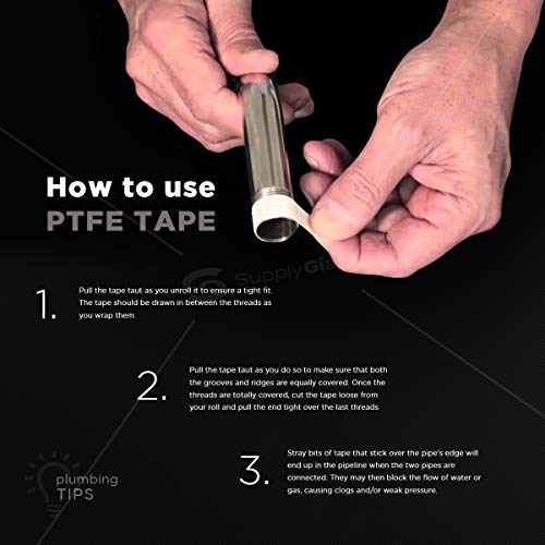AquaDance Brushed Nickel 7" Premium High Pressure 3-Way Rainfall Combo & Supply Giant I34 PTFE Thread Seal Tape for Plumbers, White 3/4 Inch x 260 Inch