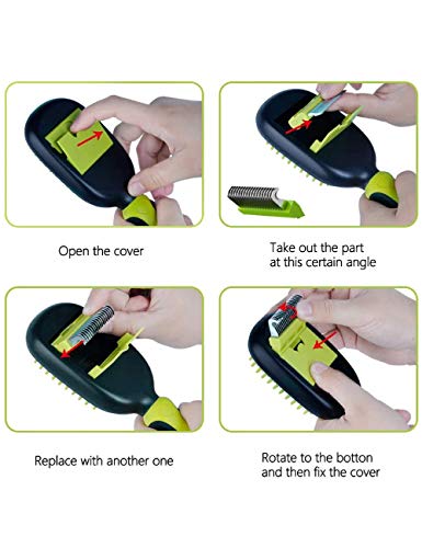 Dog Brush & Cat Brush Pet Grooming Comb 5 in 1 - for Fur Remove, Cleaning Stubborn Mats and tangled