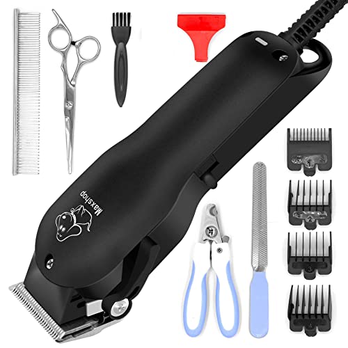 Maxshop Dog Grooming Clippers Kit with Wired Design for Thick Coats Heavy Duty Plug-in Pet Trimmer Electric Professional Pet Hair Clippers for Dogs Cats Pets