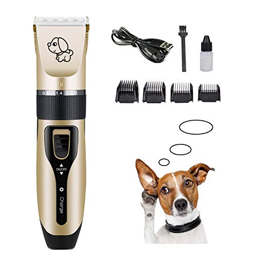 Glosell Dog Grooming Kit, Low Noise, Electric Quiet, Rechargeable, Cordless, Pet Hair Thick Coats Clippers Trimmers Set, Suitable for Dogs, Cats, and Other Pets (Clippers Set only)