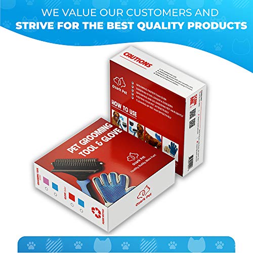 Ozark Pet - Dog Grooming Kit Cat Brush for Shedding and Grooming Dog Brush for Shedding Short Hair Deshedding Brush Dematting Undercoat Rake Grooming Brush Glove Pet Hair Remover Brush Glove