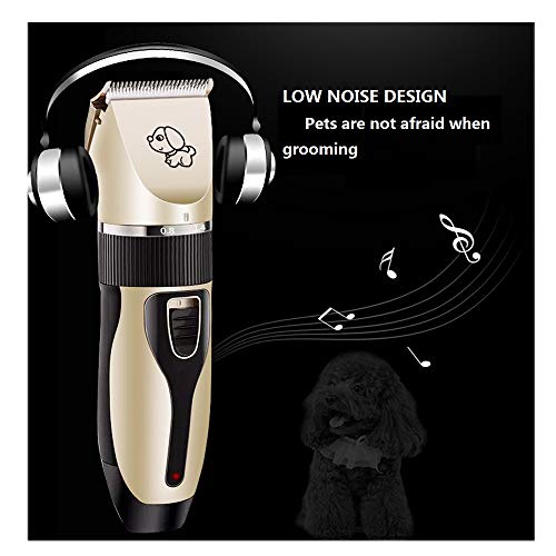 Glosell Dog Grooming Kit, Low Noise, Electric Quiet, Rechargeable, Cordless, Pet Hair Thick Coats Clippers Trimmers Set, Suitable for Dogs, Cats, and Other Pets (Clippers Set only)