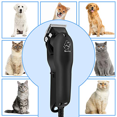 Maxshop Dog Grooming Clippers Kit with Wired Design for Thick Coats Heavy Duty Plug-in Pet Trimmer Electric Professional Pet Hair Clippers for Dogs Cats Pets