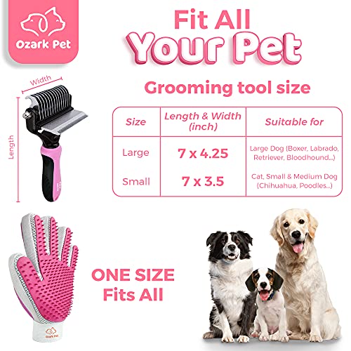 Ozark Pet - Dog Grooming Kit Cat Brush for Shedding and Grooming Dog Brush for Shedding Short Hair Deshedding Brush Dematting Undercoat Rake Grooming Brush Glove Pet Hair Remover Brush Glove