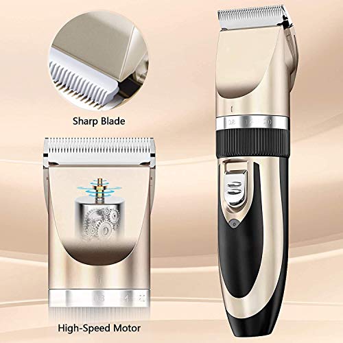 Maxshop Dog Grooming Kit, Low Noise Rechargeable Dogs Shaver Clippers Electric Quiet Dog Hair Trimmer for Dogs and Cats with Comb Guides Scissors Nail Kits