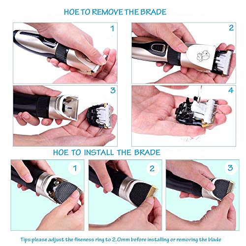 Glosell Dog Grooming Kit, Low Noise, Electric Quiet, Rechargeable, Cordless, Pet Hair Thick Coats Clippers Trimmers Set, Suitable for Dogs, Cats, and Other Pets (Clippers with Scissors Comb)