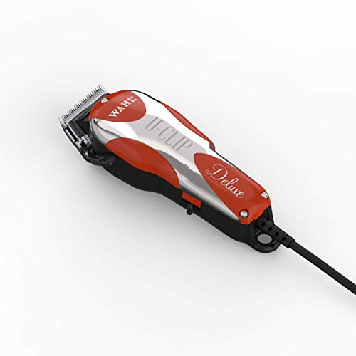 Wahl Professional Animal Deluxe U-Clip Pet, Dog, & Cat Clipper & Grooming Kit (#9484-300), Red and Chrome