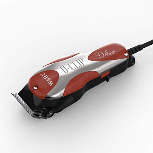 Wahl Professional Animal Deluxe U-Clip Pet, Dog, & Cat Clipper & Grooming Kit (#9484-300), Red and Chrome