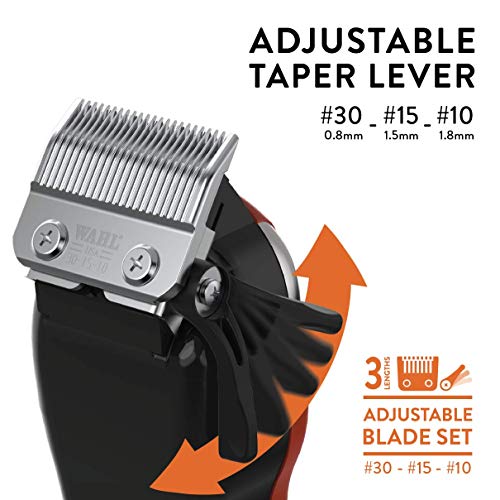 Wahl Professional Animal Deluxe U-Clip Pet, Dog, & Cat Clipper & Grooming Kit (#9484-300), Red and Chrome