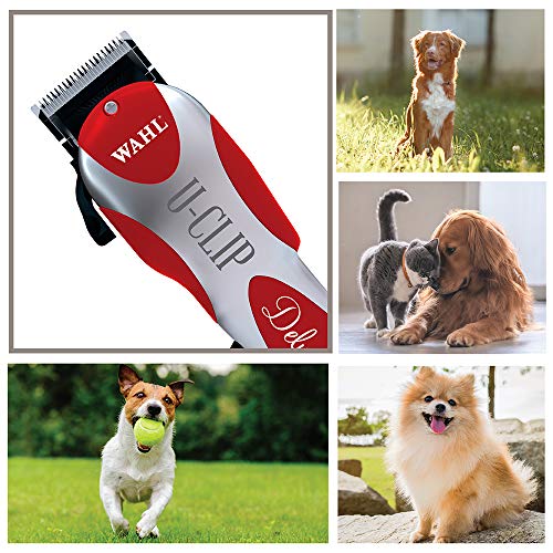Wahl Professional Animal Deluxe U-Clip Pet, Dog, & Cat Clipper & Grooming Kit (#9484-300), Red and Chrome