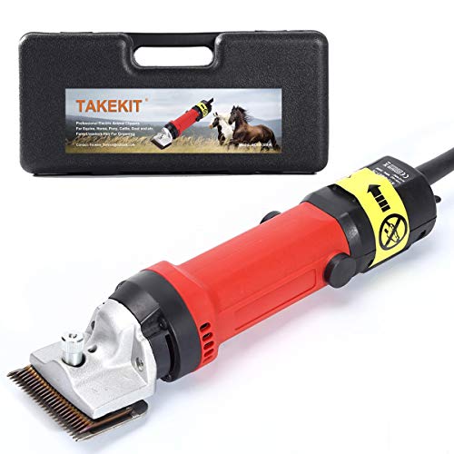 TAKEKIT Horse Clippers Professional Electric Animal Grooming Kit for Horse Equine Goat Pony Cattle and Large Thick Coat Dogs, 6 Speeds Large Heavy Duty Farm Livestock Haircut Trimmer, 380W