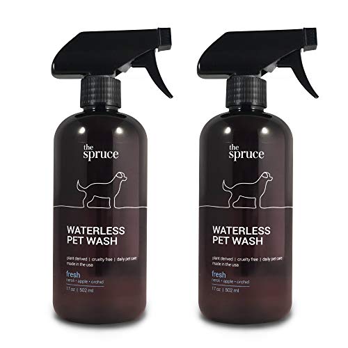 The Spruce Waterless Pet Wash, No Rinse Moisturizing Shampoo forÂ PetsÂ - Daily Pet Care - Cleaning, Cleansing, and Conditioning for Dogs, Puppies, and Cats - Fresh, 17oz, 2 Pack
