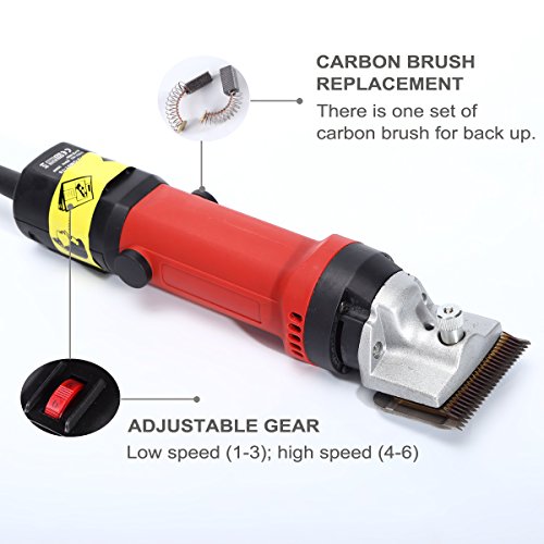 TAKEKIT Horse Clippers Professional Electric Animal Grooming Kit for Horse Equine Goat Pony Cattle and Large Thick Coat Dogs, 6 Speeds Large Heavy Duty Farm Livestock Haircut Trimmer, 380W