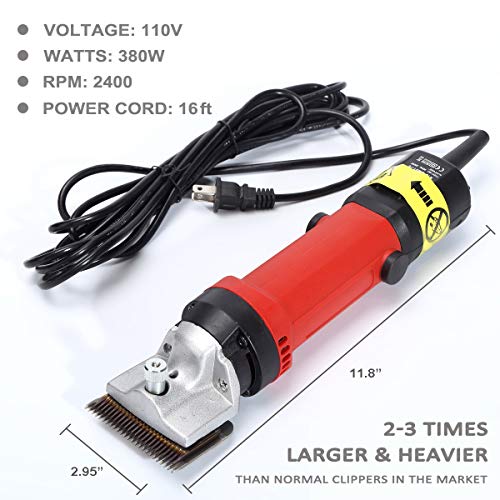 TAKEKIT Horse Clippers Professional Electric Animal Grooming Kit for Horse Equine Goat Pony Cattle and Large Thick Coat Dogs, 6 Speeds Large Heavy Duty Farm Livestock Haircut Trimmer, 380W