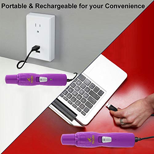 Hertzko Electric Dog Nail Grinder with LED Upgrade - Painless Nail Tool for Puppies, Large Dogs & Cats - Cordless, Portable Dog Nail Trimmer, Clipper - Includes Micro USB Wire & 2 Grinder Bits