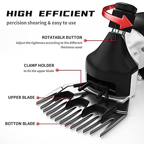 Dragro Professional Electric Sheep Shear Clippers and Replacement Blade Set Bundle, 500W Heavy Duty Speed-Adjustable Animal Shearing Machine, Farm Livestock Grooming Kit for Thick Coat Animal