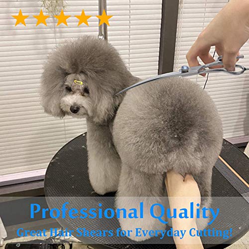 JASON 7" Curved Dog Grooming Scissors, Ergonomic Pets Cats Trimming Shears with Offset Handle and a Jewelled Screw for Right Handed Groomers, Sharp, Comfortable, Light-weight