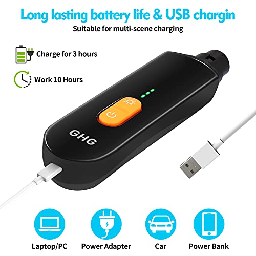 GHG Dog Nail Grinder Upgraded - Professional LED Lighting 3-Speed Rechargeable Pet Nail Trimmer with Clippers, Quiet Low Noise, Paws Grooming and Smoothing for Small Medium Large Dogs and Cats