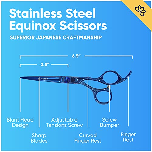 Equinox Professional Razor Edge Series - Titanium Barber Hair Cutting Scissors/Shears - 6.5" Overall Length with Fine Adjustment Tension Screw