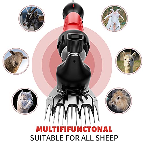 Dragro Professional Electric Sheep Shear Clippers and Replacement Blade Set Bundle, 500W Heavy Duty Speed-Adjustable Animal Shearing Machine, Farm Livestock Grooming Kit for Thick Coat Animal