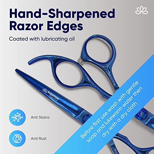Equinox Professional Razor Edge Series - Titanium Barber Hair Cutting Scissors/Shears - 6.5" Overall Length with Fine Adjustment Tension Screw