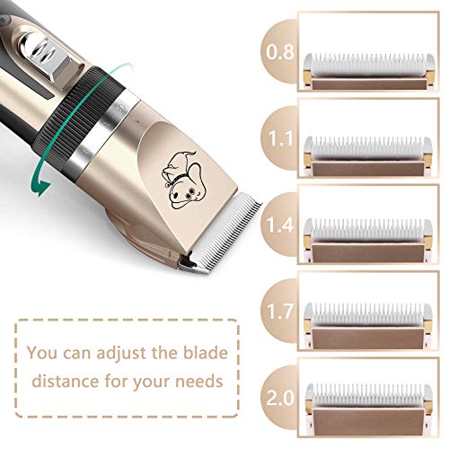 Maxshop Dog Grooming Kit, Low Noise Rechargeable Dogs Shaver Clippers Electric Quiet Dog Hair Trimmer for Dogs and Cats with Comb Guides Scissors