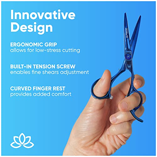 Equinox Professional Razor Edge Series - Titanium Barber Hair Cutting Scissors/Shears - 6.5" Overall Length with Fine Adjustment Tension Screw