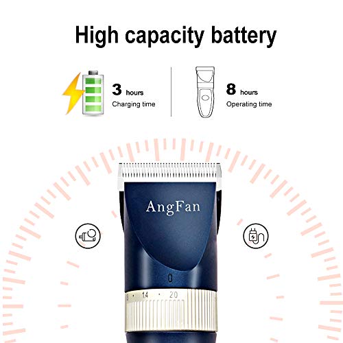 AngFan Dog Clippers for Grooming 16pcs Dog Grooming Kit for Small Large Dogs Grooming Clippers Supplies Dog Hair Clippers Low Noise Profesional Pet Cat Shaver Cordless Rechargeable Trimmers for DogsÂ 