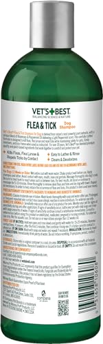 Vets Best Flea and Tick Advanced Strength Dog Shampoo | Flea Treatment for Dogs | Flea Killer with Certified Natural Oils | 12 Ounces