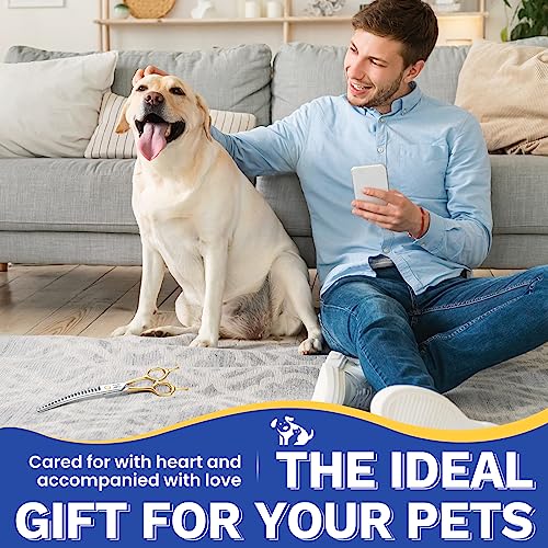 JASON 7.5 Inch Curved Chunker Scissors for Dog Grooming 19 Teeth Professional Downwarde Chunker Shears with Symmetric Handle Sharp Comfortable Light-Weight