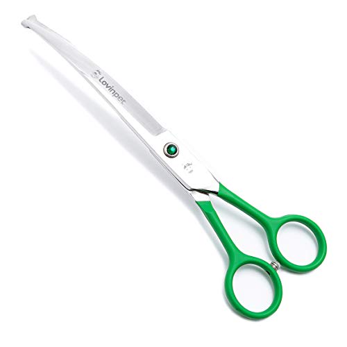 LovinPet Pet 7" Curved Scissor Right/Left-Handed Pet Round-Tip Grooming Stainless Steel Safety Trimming Shears for Dogs and Cats (Easy use Curved Scissor)