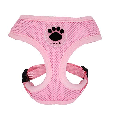 Soft Mesh Dog Harness No Pull Walking Comfort Padded Vest Harnesses Adjustable Pink S