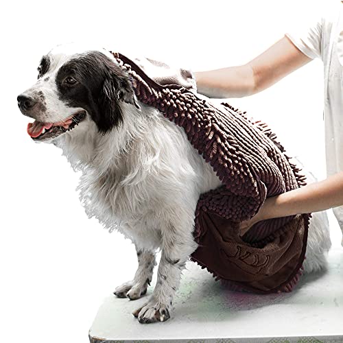Tuff Pupper Large Dog Shammy Towel | Ultra Absorbent | Durable 35 x 15 Size for Dogs of All Breeds | Quick Drying Chenille Fabric | Designed for Indoor and Outdoor Use | Machine Washable