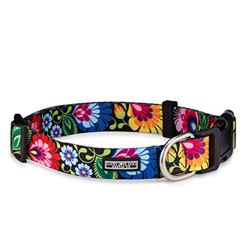 Lucky Love Vivid Floral Dog Collar for Large Female Dogs