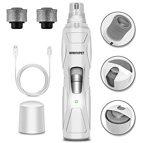 WWVVPET Pet Nail Grinder, More Powerful Dog Nail Clipper, Electric Nail Trimmer, Painless Paw Claw Care, Quiet Rechargeable Grooming Tool for L/M/S Dog/Cat/Bird (2021 Upgraded)