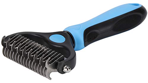 Nidawi Dog Brushes for Grooming Large Dogs Pet Dematting Comb Undercoat Rake Shedding Tool for Long Haired Dogs & Cats (Large, Blue)