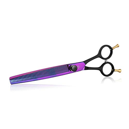 PURPLEBIRD 7.5 Inch Dog Thinning Shears Dog Grooming Scissors Professional Pet Hair Scissors Japanese Stainless Steel Purple Cat Pet Hair Cutting Trimming Shears