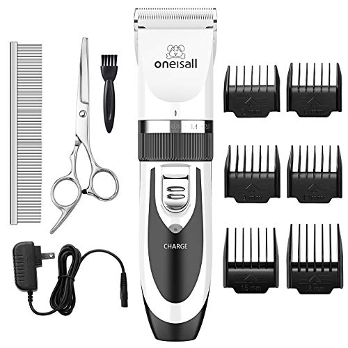 oneisall Dog Shaver Clippers Low Noise Rechargeable Cordless Electric Quiet Hair Clippers Set for Dogs Cats Pets