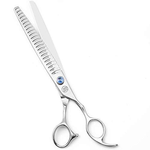 Professional Dog Grooming Curved Straight Thinning/Blending/Chunking Scissors Kit JP-440C Stainless Steel Pet Cat Hair Cutting/Trimming Shears Silver (8" (23-Tooth))