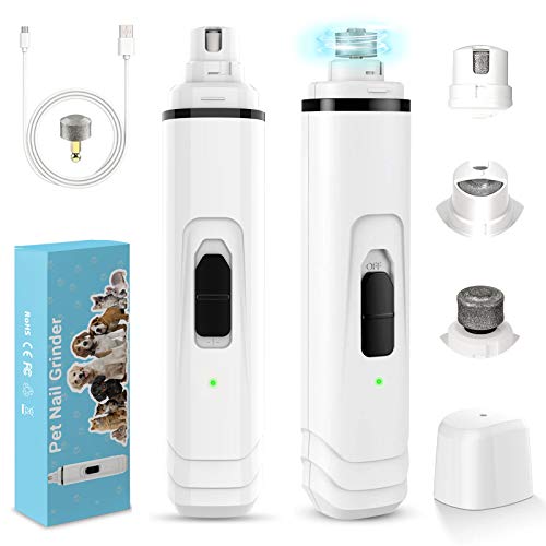 Ieebee Dog Nail Grinder Upgraded-Adjustable 2 Speed Low Noise Rechargeable Eelectric Pet Nail Trimmer,Professional Painless Paws Grooming and Smoothing for Small Medium Large Dogs and Cats